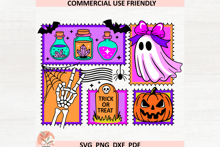 Trendy Retro neon Halloween spooky ghost collage svg png dxf