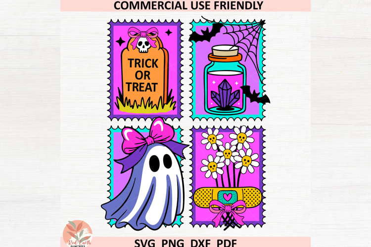 Trendy Retro neon Halloween spooky ghost collage svg png dxf