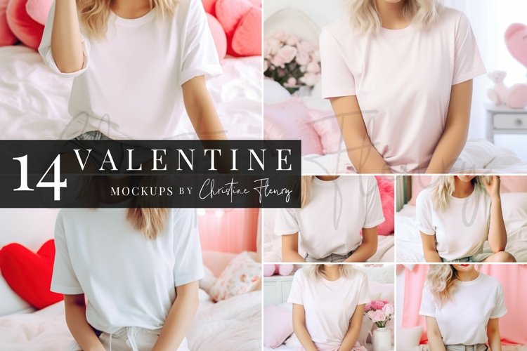 Valentines Day Mockup Bundle | White T-Shirt Mockup