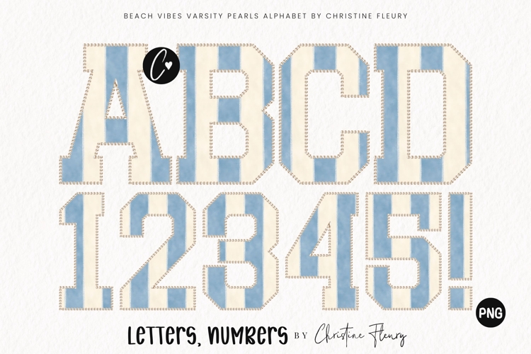 Stripes Varsity Pearls Beach Vibes Alphabet PNG