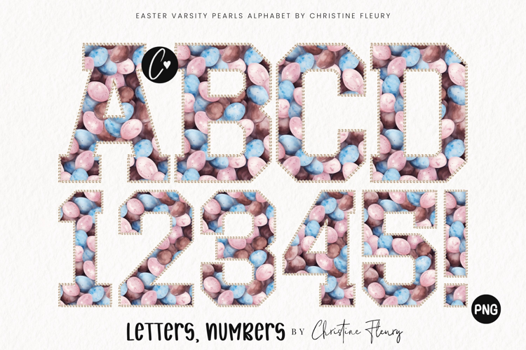 Varsity Easter Eggs Pearl Alphabet PNG