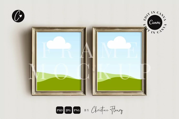 Two Vintage Frame Mockup Canva Template and PSD Smart Object
