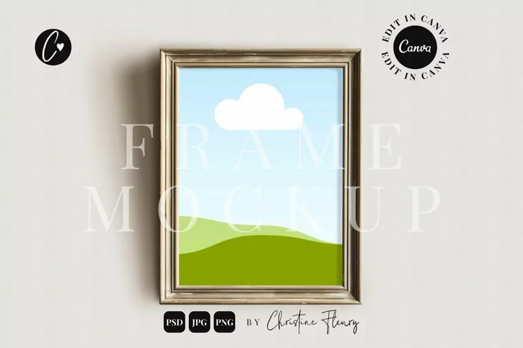 Vintage Frame Mockup Canva Template and PSD Smart Object