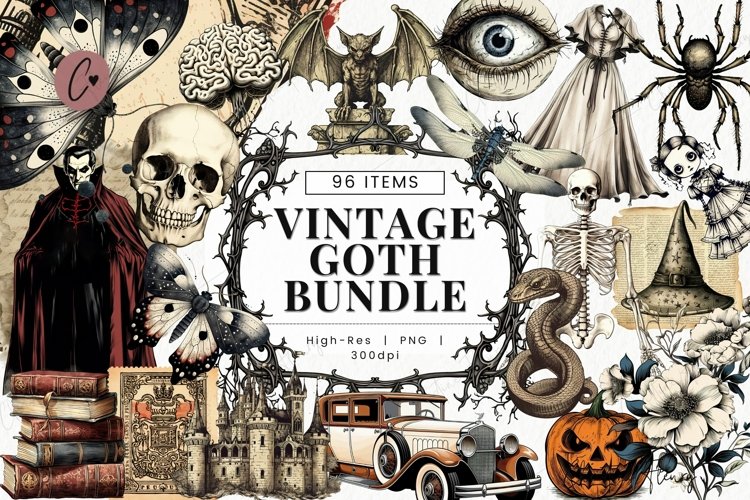 Vintage Goth Clipart Bundle example image 1