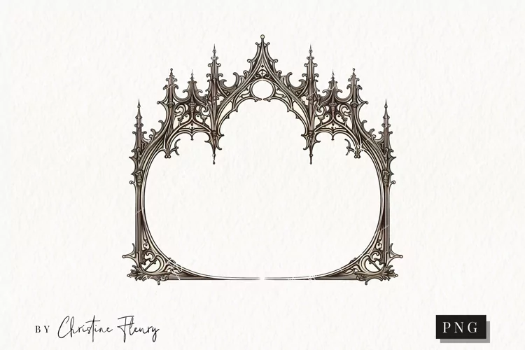 Vintage Gothic Frame Clipart | Halloween PNG
