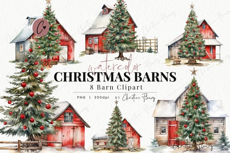 Watercolor Barn Clipart Image 23