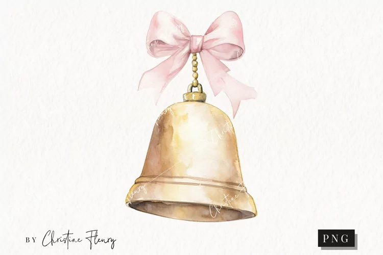 Watercolor Bell And Bow Clipart | Wedding Clipart
