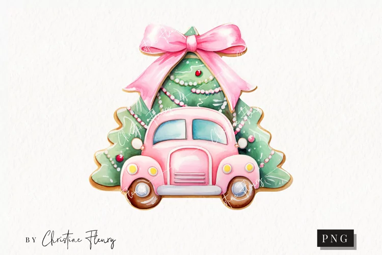 Watercolor Christmas Tree Cookie Clipart | Christmas Clipart