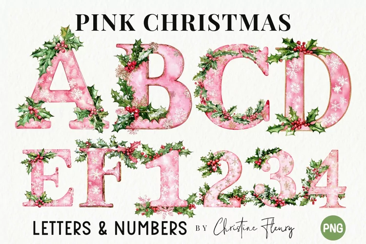 Pink Christmas Letter Alphabet PNG | Christmas PNG
