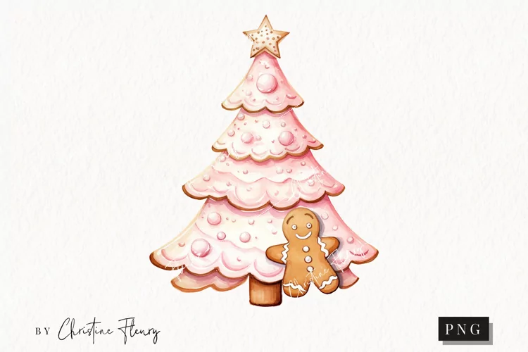 Pink Christmas Tree Cookie Clipart | Christmas Clipart