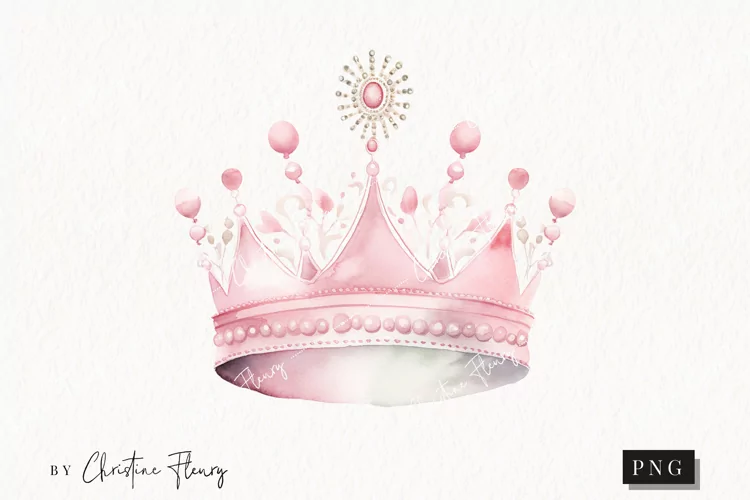 Watercolor Pink Crown Clipart | Princess Clipart