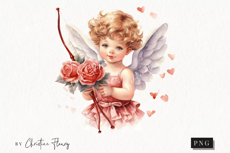 Watercolor Cupid PNG | Valentine's Day Clipart
