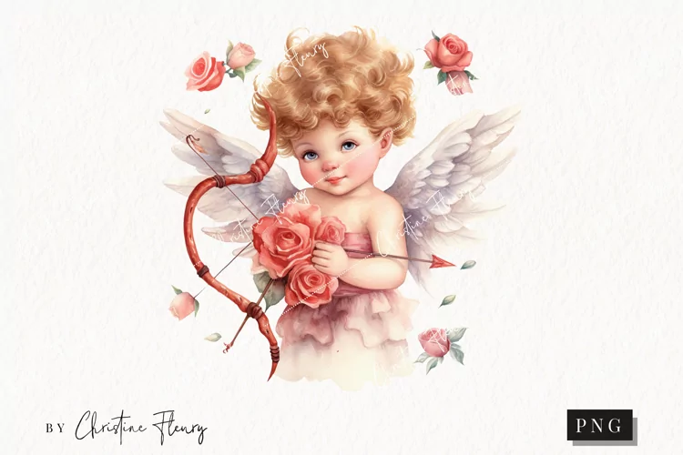 Watercolor Cupid PNG | Valentine's Day Clipart