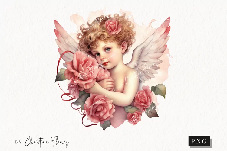 Watercolor Cupid PNG | Valentine's Day Clipart