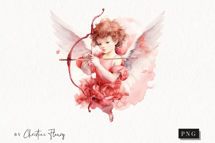 Watercolor Cupid PNG | Valentine's Day Clipart