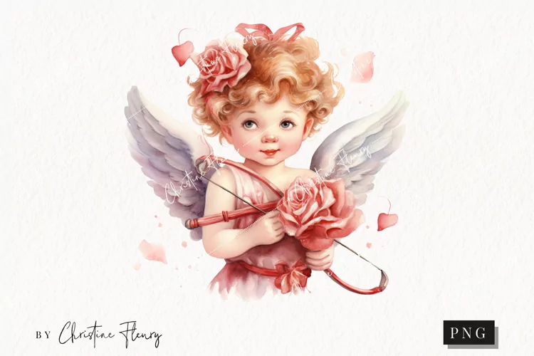 Watercolor Cupid PNG | Valentine's Day Clipart