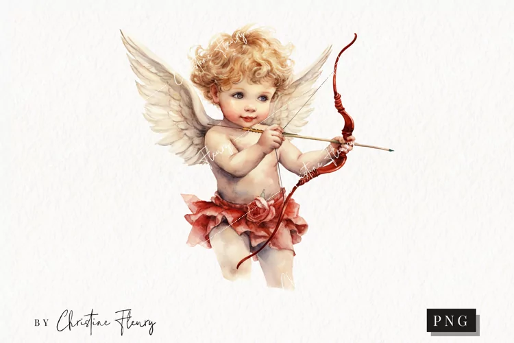 Watercolor Cupid PNG | Valentine's Day Clipart