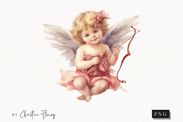 Watercolor Cupid PNG | Valentine's Day Clipart