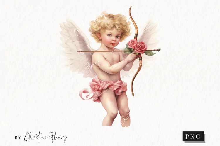 Watercolor Cupid PNG | Valentine's Day Clipart