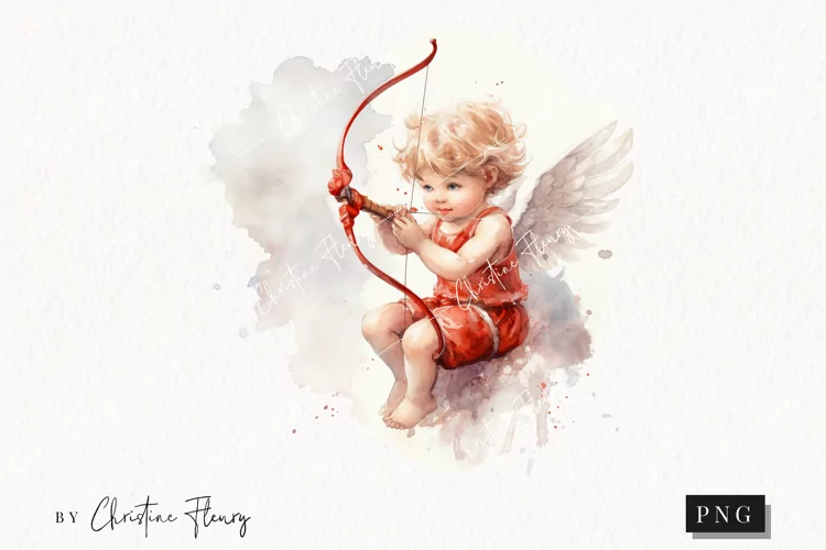 Watercolor Cupid PNG | Valentine's Day Clipart