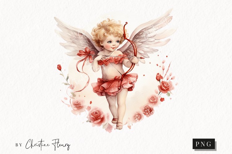 Watercolor Cupid PNG | Valentines Day Clipart