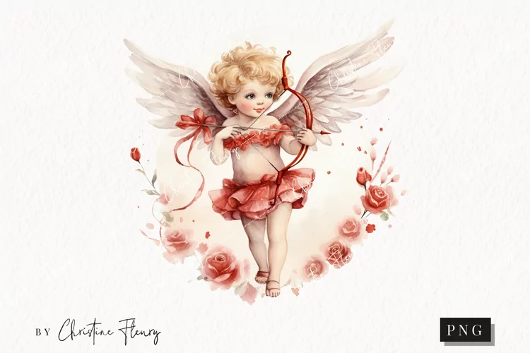 Watercolor Cupid PNG | Valentine's Day Clipart