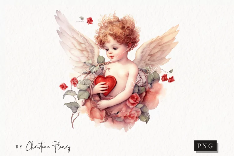 Watercolor Cupid PNG | Valentine's Day Clipart