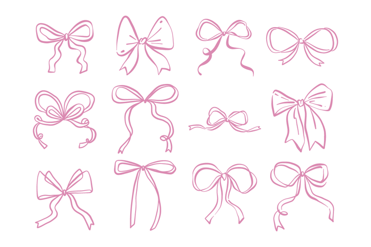 Hand Drawn Bow Ribbon Doodle Set Pack