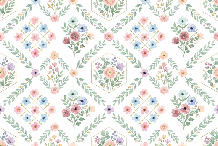 Fresh modern watercolor floral pattern