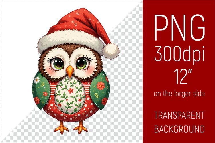 Christmas Owl PNG | Christmas Sublimation Design example image 1