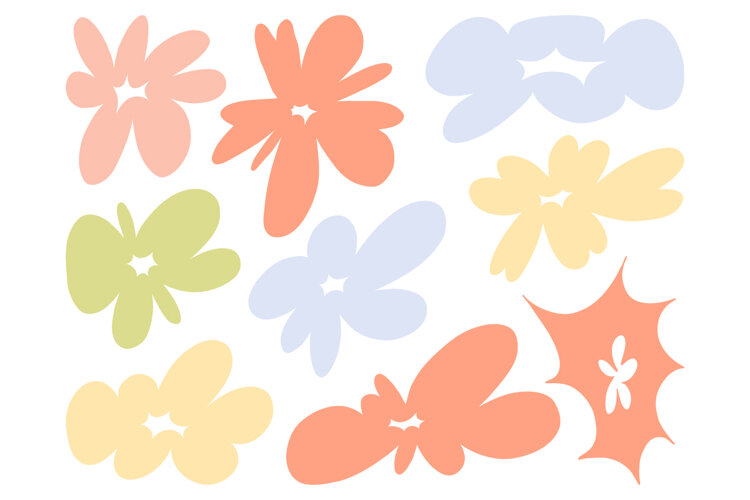 Hand Drawn Abstract Floral Blob Shapes Set SVG Pack
