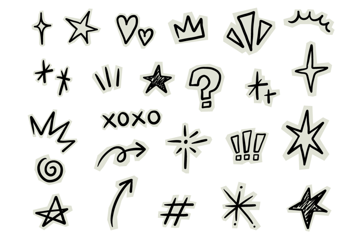 Hand Drawn Doodle Symbols Icon SVG Bundle Set