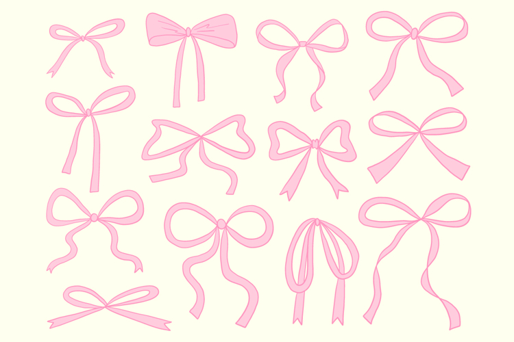 Hand Drawn Cute Ribbon Bow SVG Bundle Set Pack