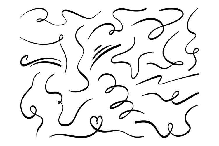 Hand Drawn Decorative Swirl Doodle Line Set Pack