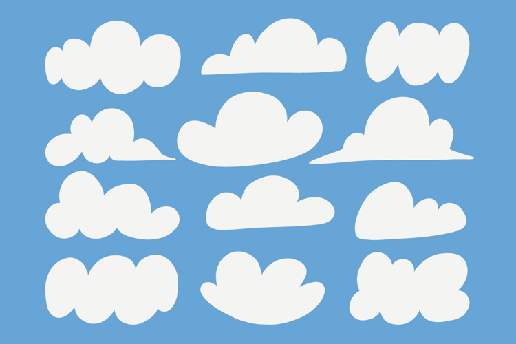 Hand Drawn Cartoon Cloud Shapes Flat Design Set