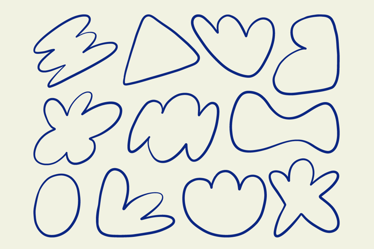 Hand Drawn Bold Abstract Doodle Shapes Outline Set