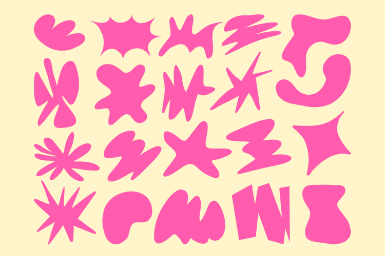 Hand Drawn Abstract Blob Shapes Memphis Style Set