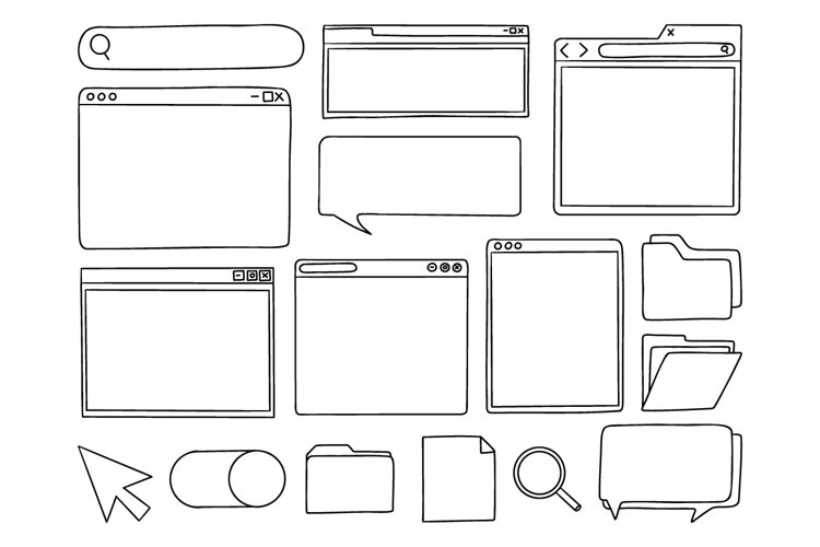 Hand Drawn UI Web Interface Doodle Vector Set