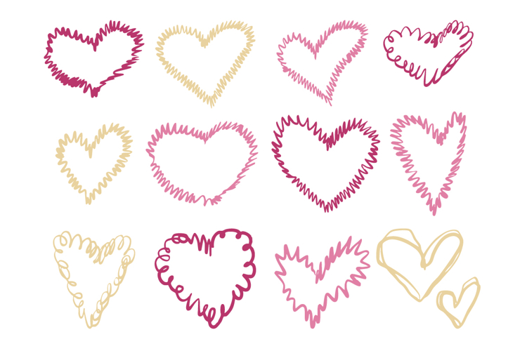 Hand Drawn Heart Doodle Vector Set Love
