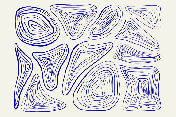 Contour Line Style Hand Drawn Abstract Contour Line Shape Bundle Set