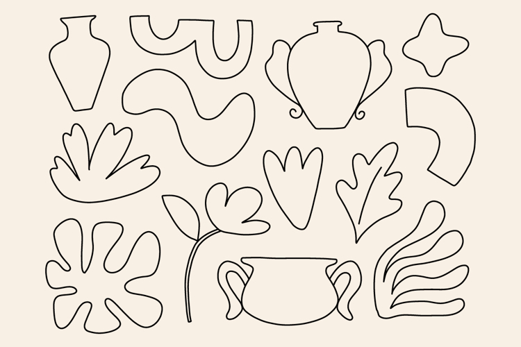 Hand Drawn Abstract Organic Vase Leaf SVG Bundle