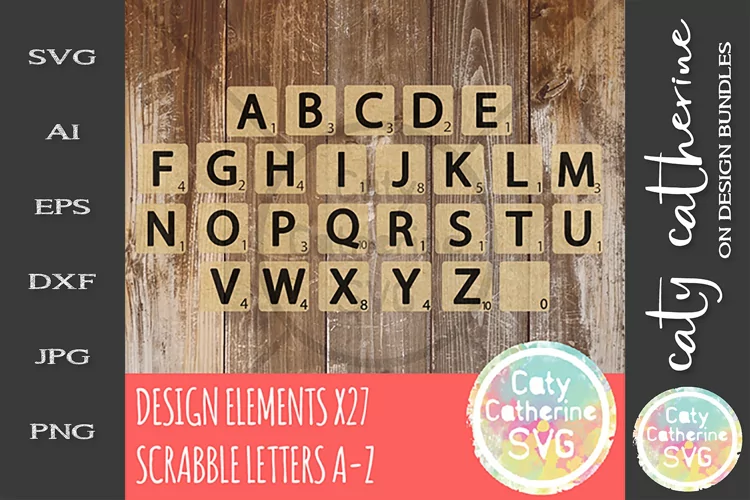 Design Elements A-Z Scrabble Letters SVG Cut File