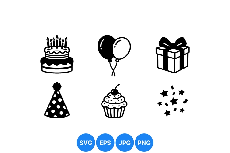 Hand Drawn Birthday Party Icons For Invitations
