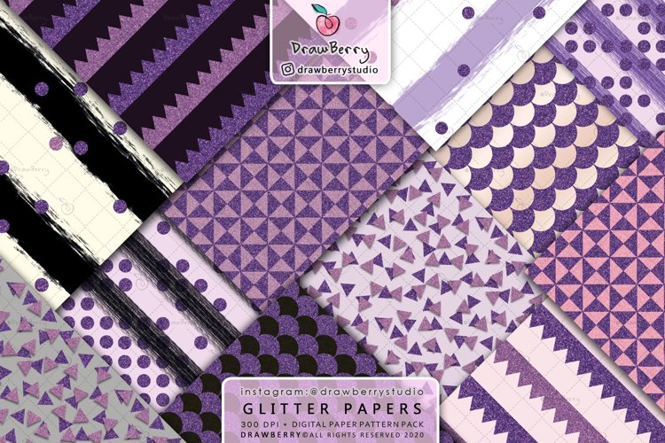 Purple Glitter Digital Paper xo example image 1