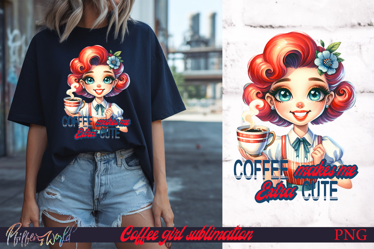 Pin-Up Coffee Girl Quote | Coffee Makes Me Extra Cute