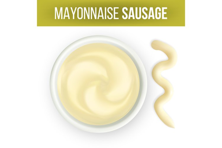 Mayonnaise Sauce In Dip Bowl And Splash Vector example image 1