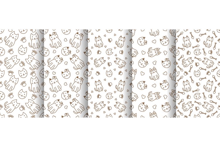 Collection of cute cat abstract seamless pattern (2715484)