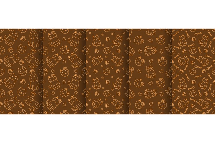 Collection of cute cat abstract seamless pattern (2716594)