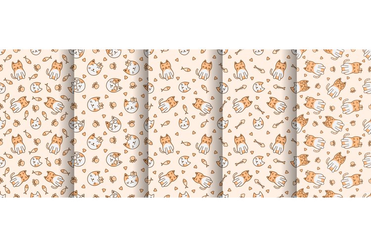 Collection of cute cat abstract seamless pattern (2716611)