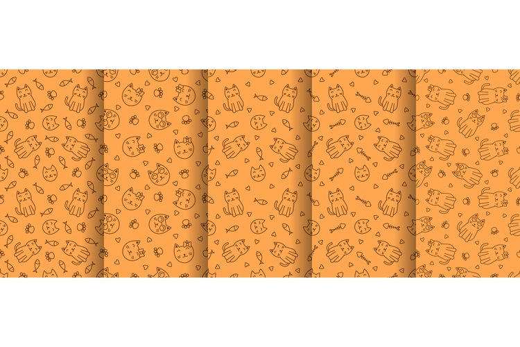 Collection of cute cat abstract seamless pattern (2716621)